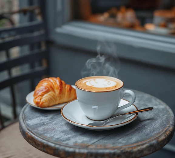 Круассан и кофе
